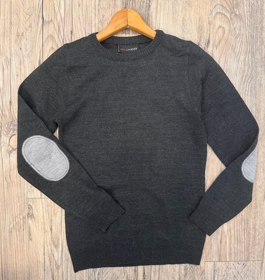 Iago Sweater Dark Grey with Elbow Patches XSmall