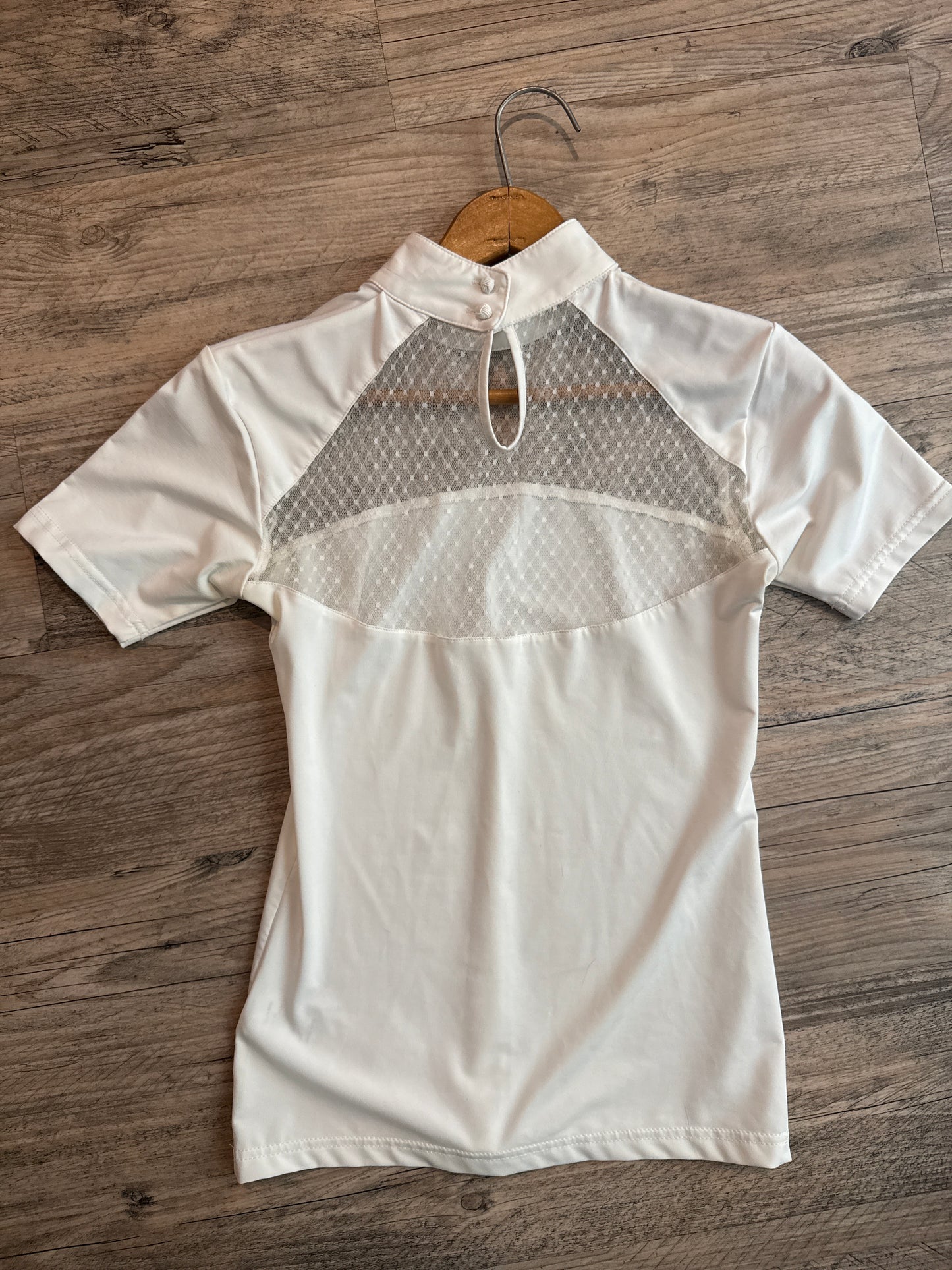 Equisite Show Shirt White Lace Mesh XS -