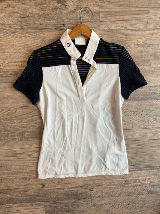 Cavalleria Toscana Show Shirt Small White w/ Navy