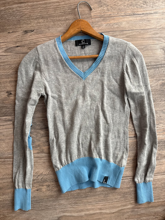 Equestrian Club Vneck Sweater XS grey & light blue -