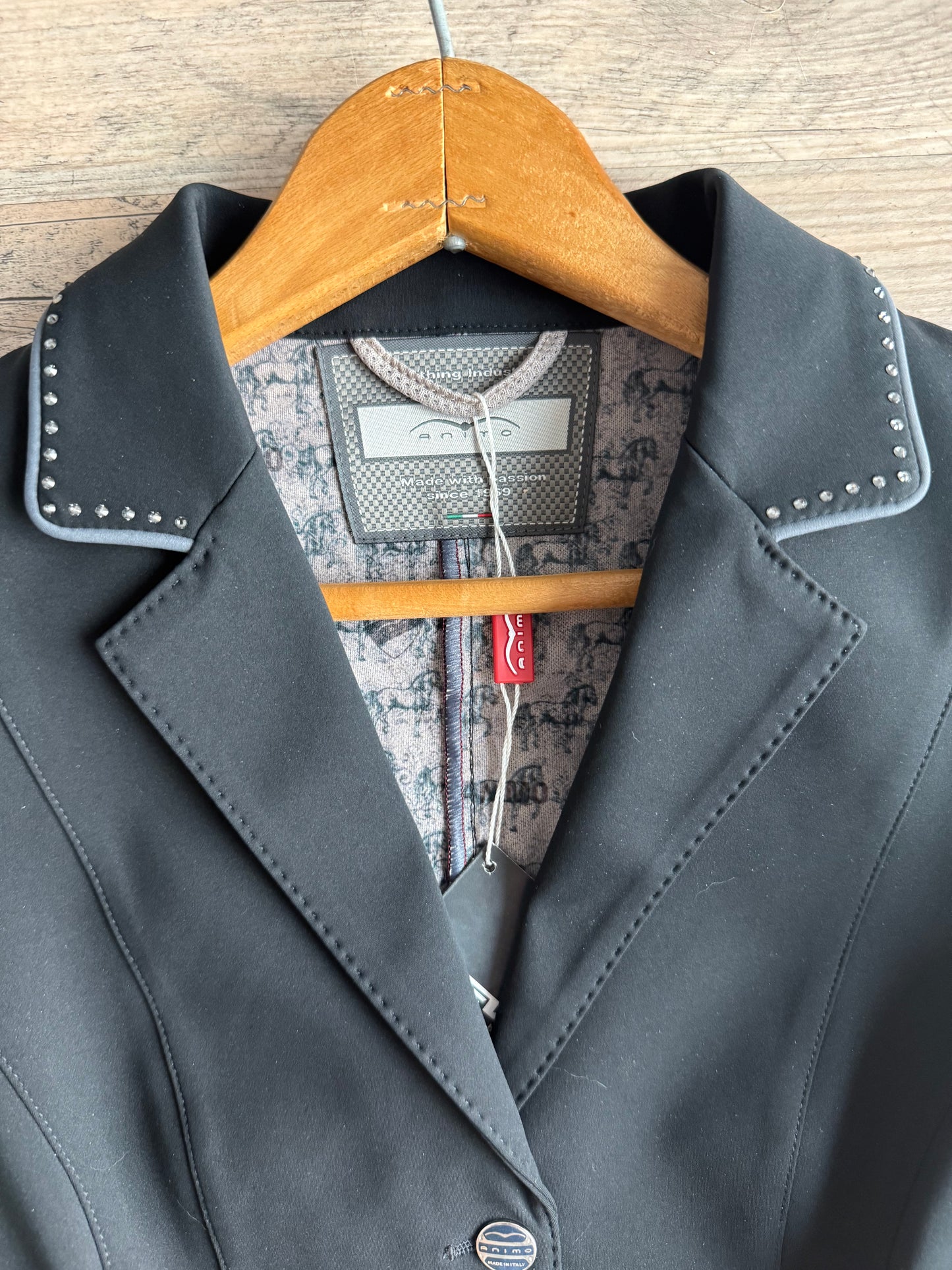 Animo Laury Show Coat IT38 Black with grey NWT