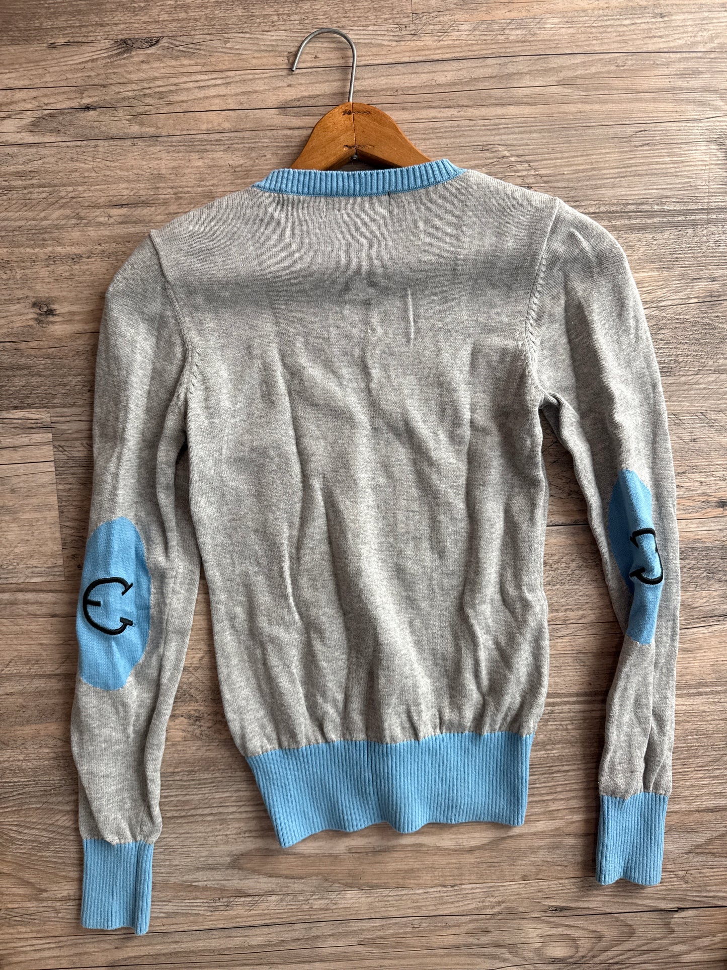 Equestrian Club Vneck Sweater XS grey & light blue -