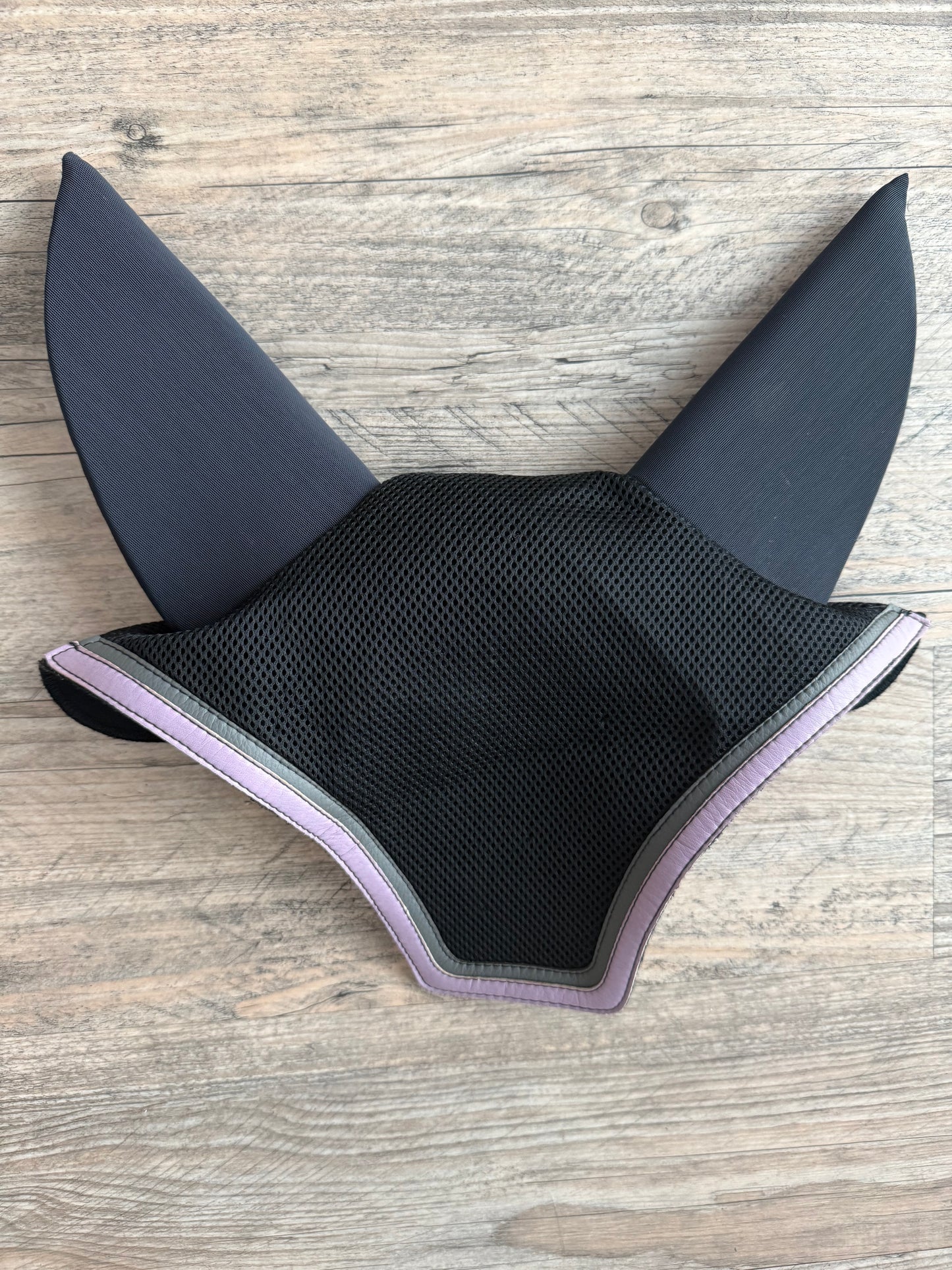 Equifit Silent Ear Bonnet Horse size Lilac Gray trim -